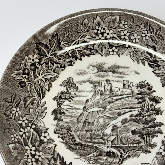 Mode English Ironstone Tableware Castles Brown Saucer Plate 5.5" Limited England - Picture 7 of 10